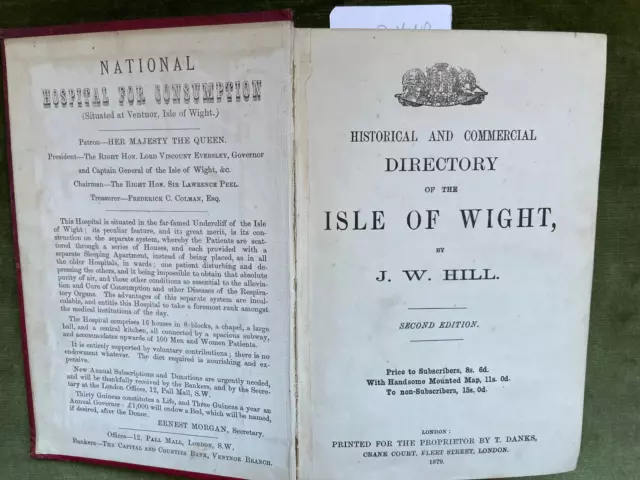 1879 Isle Of Wight Historical & Commercial Directory J. W. Hill 2Nd Edition Rare