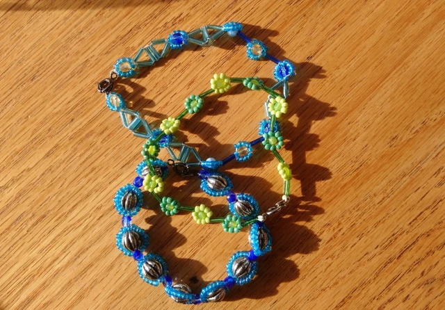 3 x handmade hand woven seed bead bracelets