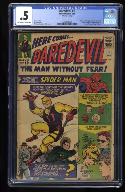 Daredevil #1 CGC P 0.5 Off White to White Origin and 1st Appearance! Marvel 1964