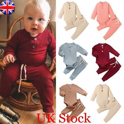 Newborn Baby Boys Girls Romper Pants Tops Set Babygrows Outfits Clothes Outfits