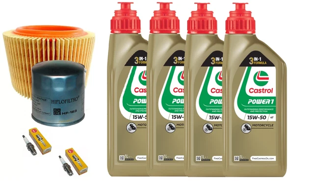 Kit Entretien Huile Castrol Power 1 10W40 Pour BMW F 800 GS 2006-2012 - 3L Huile + Filtre à Huile + Filtre à Air