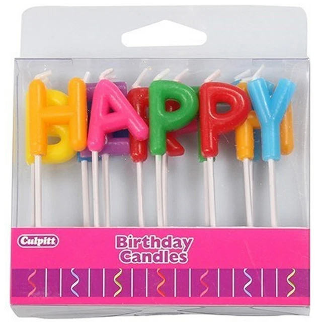 HAPPY BIRTHDAY CAKE Candles Multi Coloured Letter Decoration Culpitt