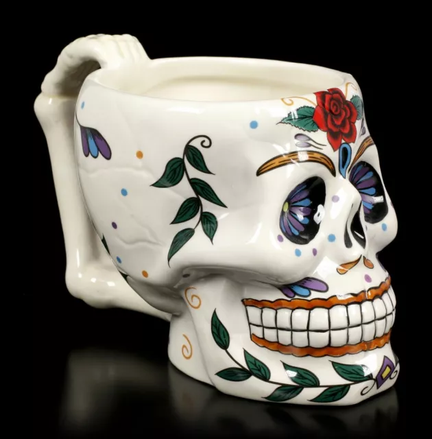 Calavera Taza - Day Of The Dead - Rojo Rosa - Gótico Taza de Café Té Decoración