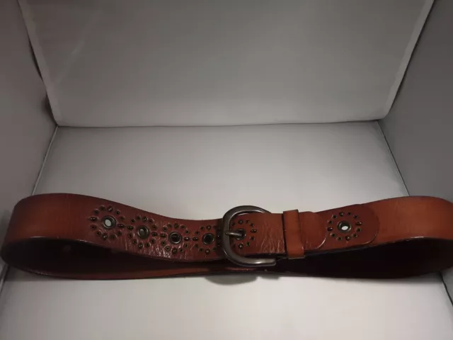 FOSSIL  Leather Brown Belt With Metal Decoration Size Woman Small