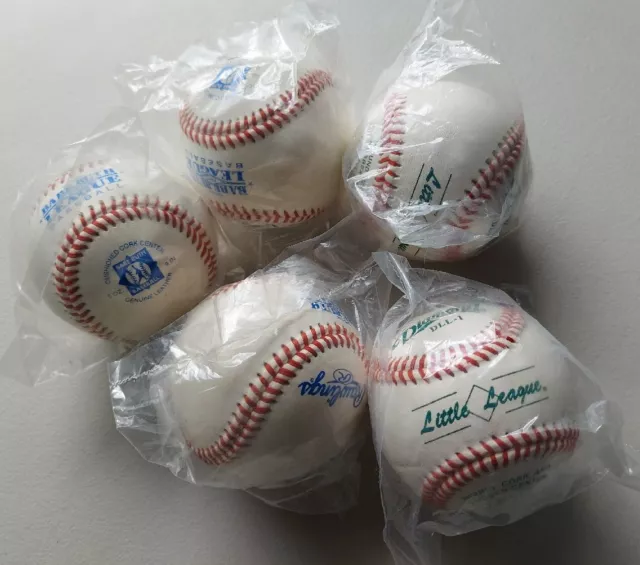 Lot of 5 Rawlings & Diamond Little League Baseball 5 oz Leather Cork Rubber NEW Lot of 5 Rawlings & Diamond Little League Baseball 5 oz Leather Cork Rubber NEW