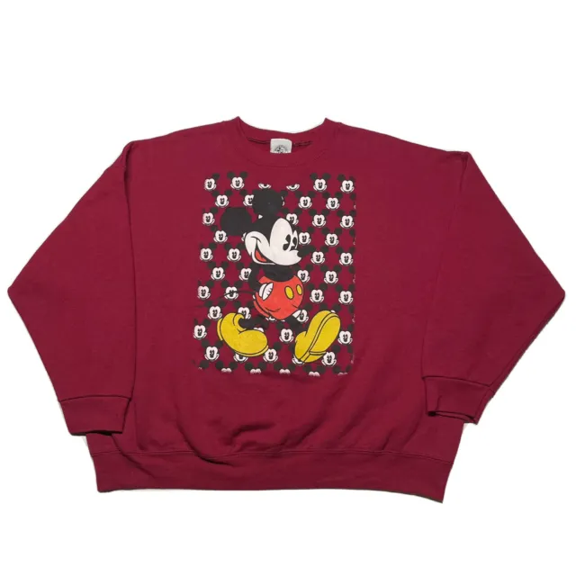 VINTAGE 90S DISNEY Mickey Mouse Sweatshirt Mens XL Red Pullover Art 80s ...