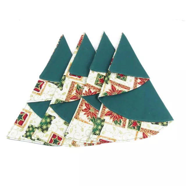 Christmas Tree Table Napkin Decoration New W/O Tags Green/Red/White Set of 4