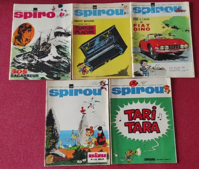 LOT DE 5 ANCIENS FASCICULES SPIROU ANNÉE 1967 no 1552 à 1558 AVEC MINI  RÉCIT