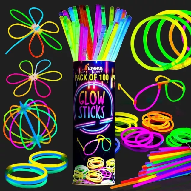 Premium Glow Sticks Party Packs for Children- Adults-205 Pcs-Glow Pack of 100