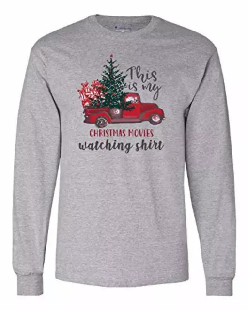 Divertente' Natale Film Guardando Camicia' Adulto Manica Lunga Shirt-Sports Gray