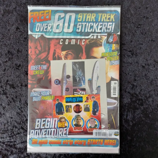 STAR TREK - RARE UK Comic Issue 1 + Poster & Over 60 Stickers (SEALED JUNE 2009)