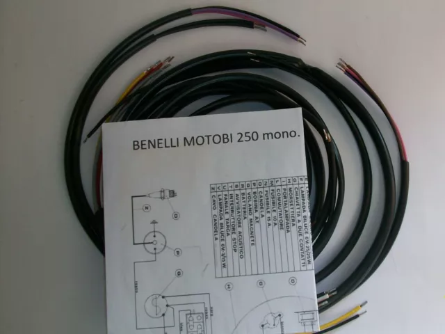 Impianto Elettrico Electrical Wiring Moto Benelli Motobi 250 + Schema Elettrico