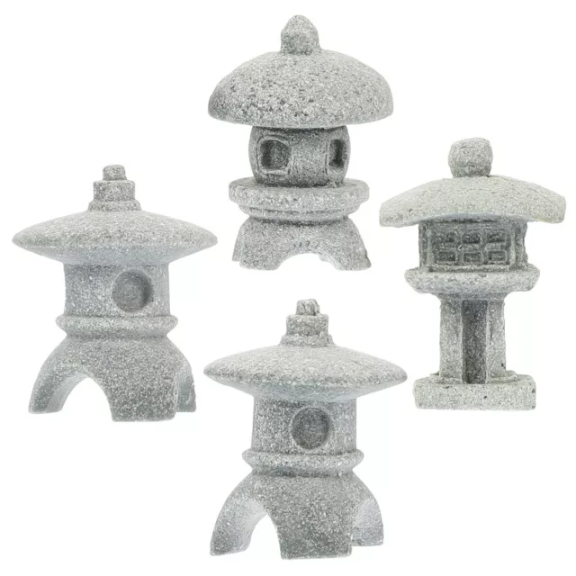 4 Pcs Sandstone Zen Garden Pagoda Figurine Micro Landscape Accessories