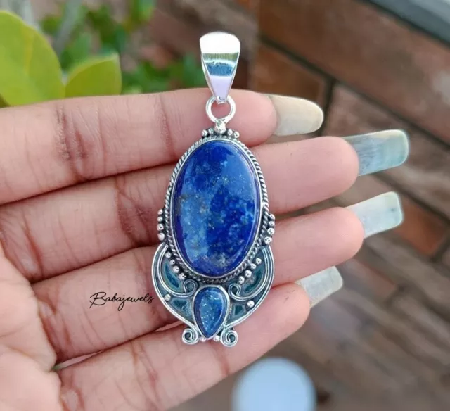 Lapis Lazuli Gemstone Pendant 925 Sterling Silver Pendent Handmade Pendant ASQ17