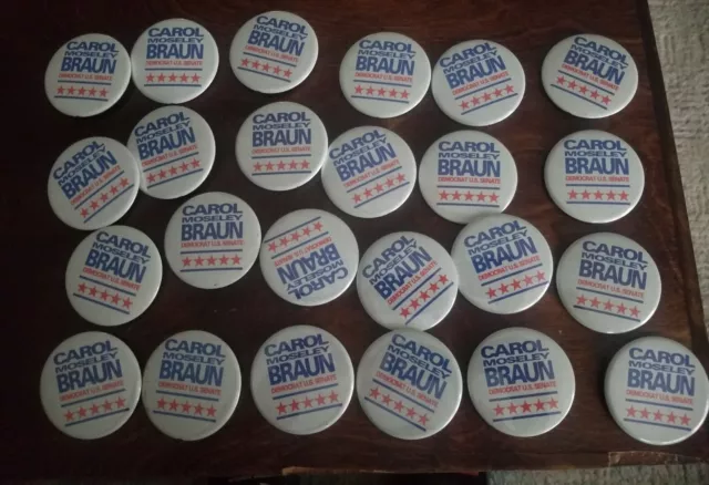 24x Carol Moseley Braun Campaign Button Pinbacks Pins Lot Local Illinois