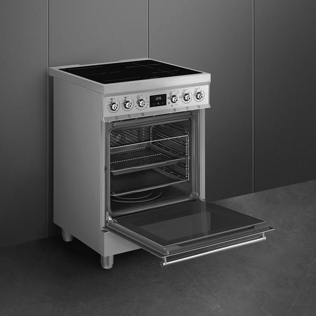 SMEG C6IMX2 CUCINA con PIANO COTTURA A INDUZIONE FORNO 70 LT 9 FUNZIONI 60x60 5