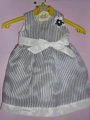 ABITO CERIMONIA BIMBA marca STELLA - TG.3 (6-9 mesi) vestito bianco blu elegante