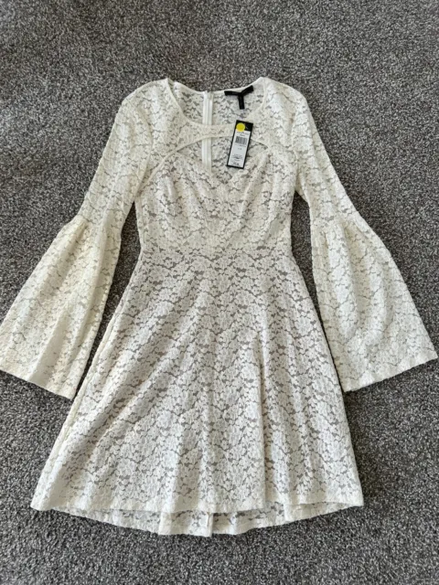 Nwt!  Bcbg Max Azria $198 “Medina” Floral Lace Cut Out Bell Sleeve Dress Sz S