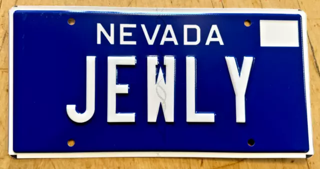 Nevada Retro Blue Vanity License Plate " Jewly " Nv Julie Jew Lee Jewish  Jewel