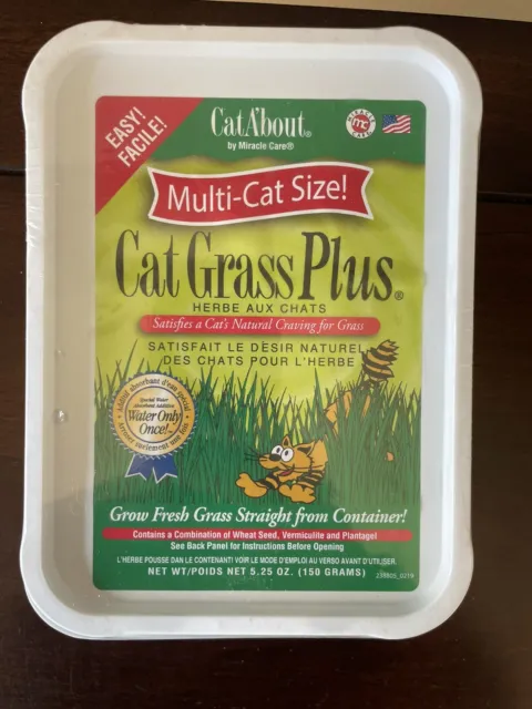 Kit de cuidado milagroso fácil de cultivar Cat Grass Plus Multi-Cat 150 gramos Cat-A'bout