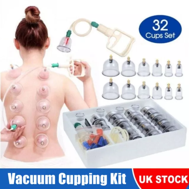 32x Cupping Glass Vacuum Massage Cups Set Therapy Health Acupuncture Suction UK