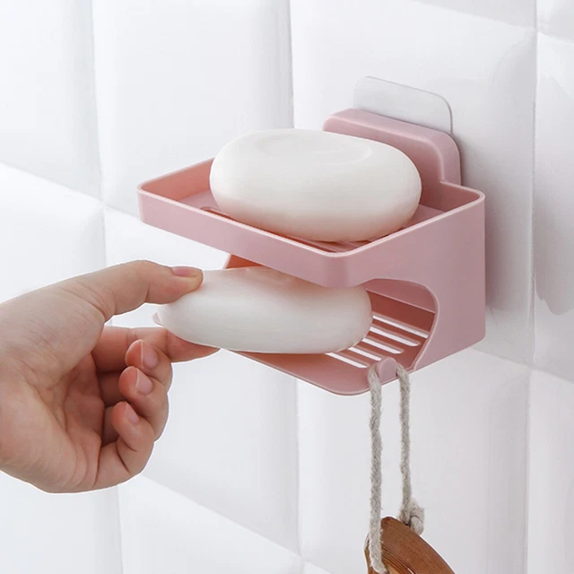 Bathroom Waterfall Tray Holder Soaps Plate Suction Case Containers Dish Storage