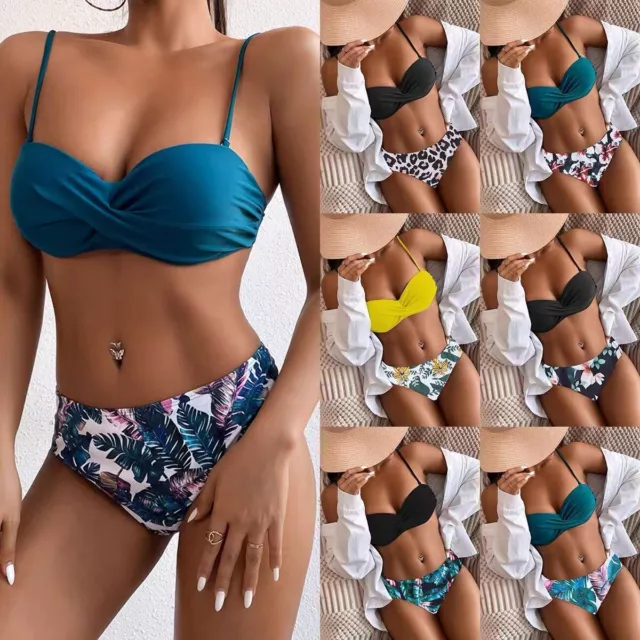 2024 Sexy Women Bandeau Padded Push Up Swimsuit Bikini Set Bathing Suit Swimwear