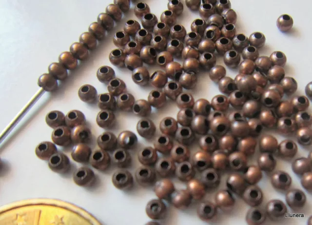 Perlas bola lisa 2,5 mm X 300 UNIDADES ó 8 gramos cobre 1 mm agujero abalorios