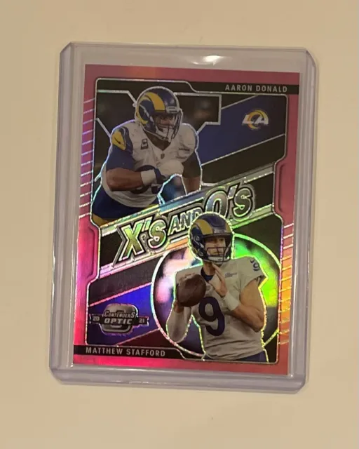 2021 Contenders Optic Aaron Donald/Matthew Stafford X's AND O's PINK 66/75 Rams