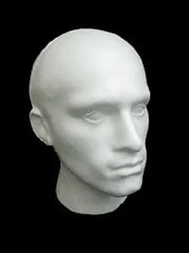 Male White Polystyrene Mannequin Wig Hat Fashion Display Head Shopfittings