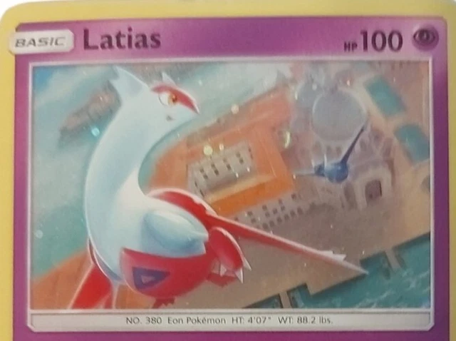 Latias Pokemon Trading Card, 2017, Foil, Eon Pokemon, No 380, Pre Owned 3
