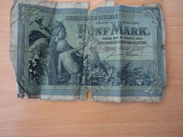 Reichskassenschein 5 Mark 1904 Reichsschuldenverwaltung