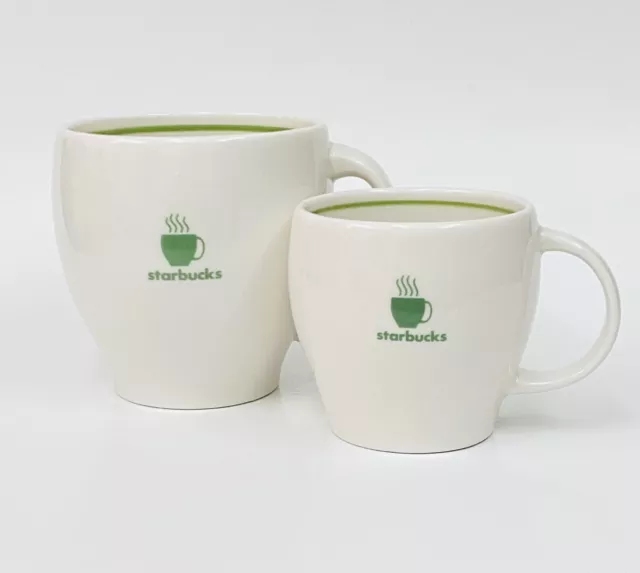 2 Starbucks Cups Abbey II Espresso/Demi Cups Green Lettering 7.5 Oz Barista  New 