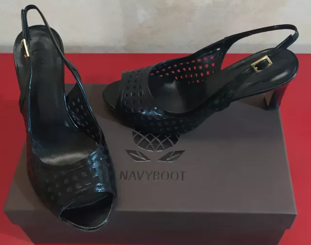 Svendita NAVYBOOT Sandali Opentoe tg. 39 Pelle Nero -MADE IN ITALY- NUOVO