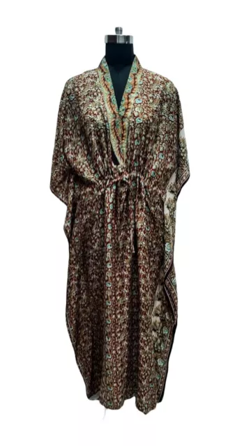 PURE SILK KAFTAN Robe Dress Long Woman Gown Maxi Tunic Robes KFN1796 ...