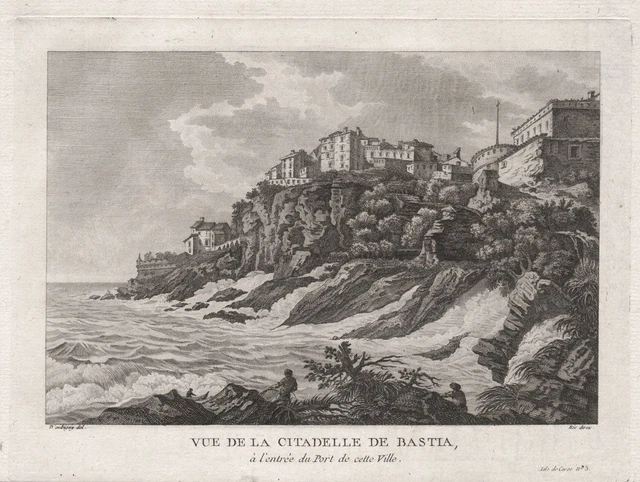 1780 Bastia Corse Corsica Citadelle Vue Rotocalco Estampe Engraving Incisione