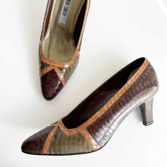Vintage Amanda Smith Colorblock Snakeskin Leather Pumps Size 7.5