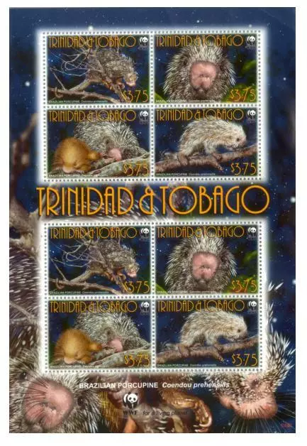 Trinidad & Tobago 2008 MNH Sheet, Brazilizn Porcupine, WWF, Wild Animals