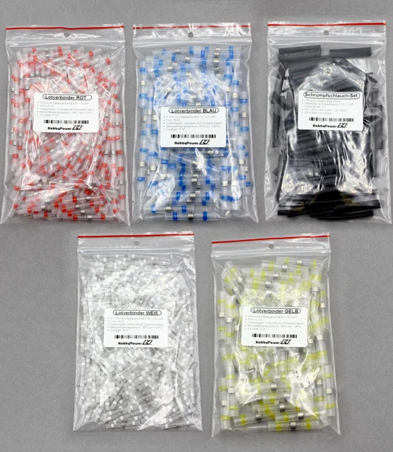 535 Pz. Connettori a Saldare Assortimento Tubo Termoretraibile Testa Cavo Rosso