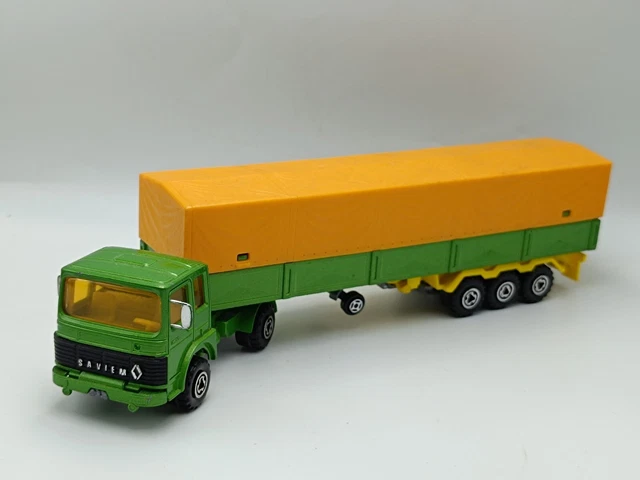 MAJORETTE SAVIEM TRACTEUR routier remorque porte voiture Trans auto