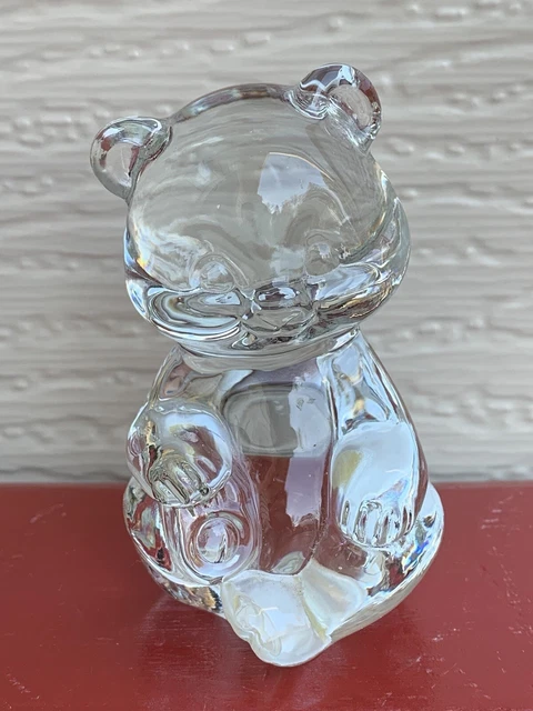 VTG Fenton Sitting Bear Clear Glass Crystal Art Glass Figurine 3.6”H F/S