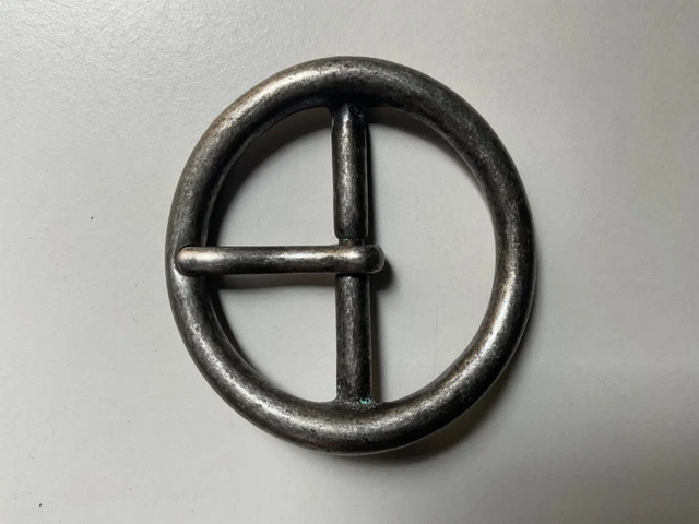 Vintage,Classic Basic Circle Centre Bar Belt Buckle.Solid brass cast.Old nickel