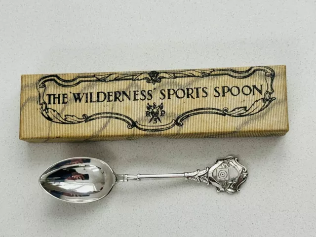 Boxed Vintage 1940 Silver Hallmark Wilderness Rifle Shooting Sports Spoon 829973