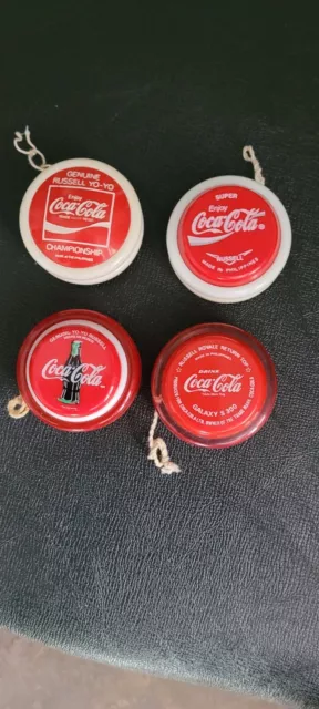 4 Vintage GENUINE RUSSELL YO-YOs COCA-COLA CHAMPIONSHIP - Made In Philippines