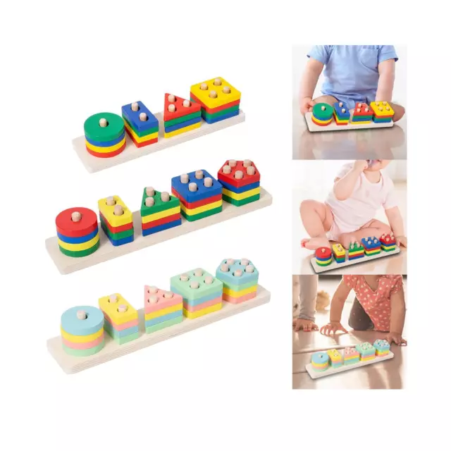 Wooden Sorting Stacking Montessori Toys for Kids Preschool 1 2 3 4 Years Old