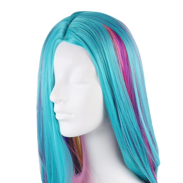 High Temperature Wire Colored Wig Miss Realistic Long Hair Rainbow Straight
