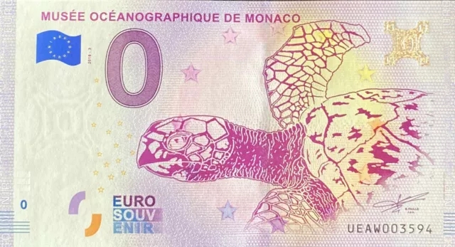 Geldschein 0 Euro Museum Ozeanographie Monaco 2018 Nummer Versch