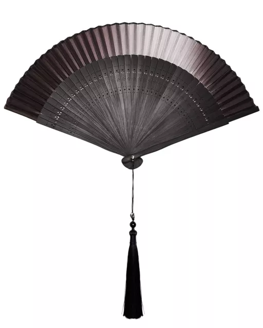 Punk Rave Womens Folding Gothic Steampunk Gradient Fan - Black & Bronze