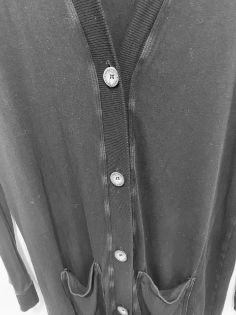 Hardtail Women Black Button Down Long v- Neck Cardigan Size XL Rare Find 3