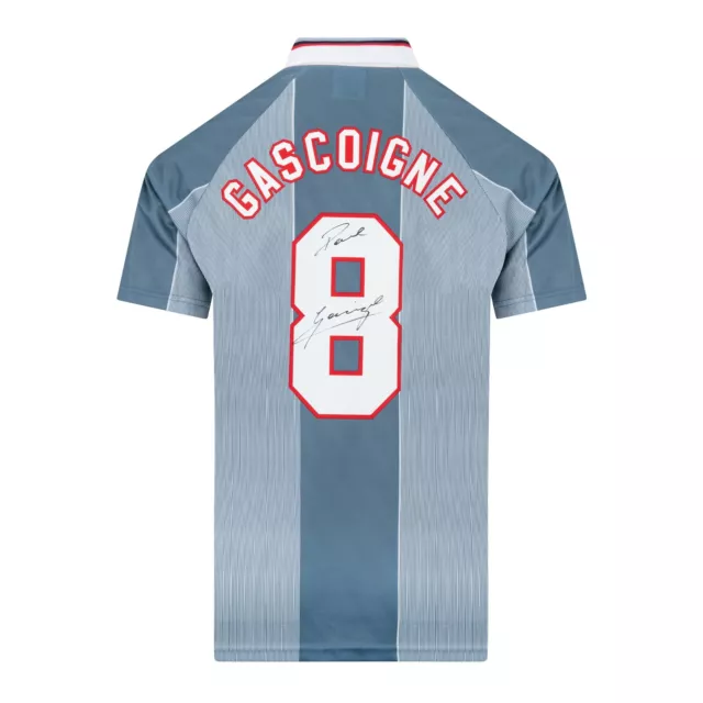 Paul Gascoigne Signed England Euro 1996 Away Shirt England Autograph